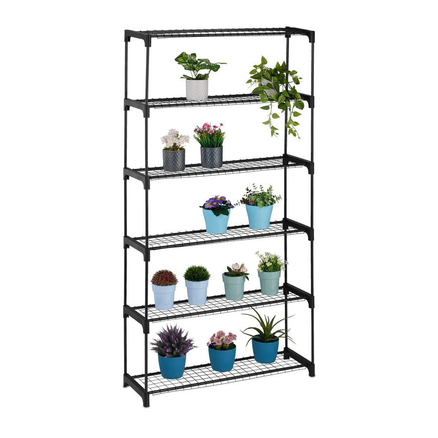 Relaxdays Blumenregal aus Metall in Schwarz mit 6 Ebenen und Stecksystem, H x B x T: 174 x 91 x 28,5 cm - Bild 2