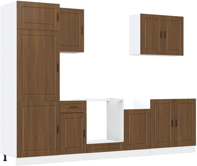 vidaXL 7-teiliges Küchenschrank-Set Porto in Eiche Braun aus Holzwerkstoff - Bild 1