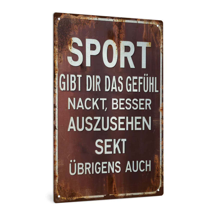 Putuo Decor Vintage Metallschild mit witzigem Spruch Sport gibt dir das Gefühl nackt besser auszusehen, rechteckiges Wanddekor aus Metall, Breite: 30,0 cm, Höhe: 20,0 cm - Bild 2