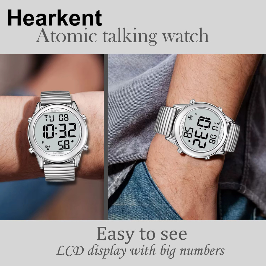 Hearkent Digitaluhr, Edelstahl, Silber, Herren, Alarm - Bild 3