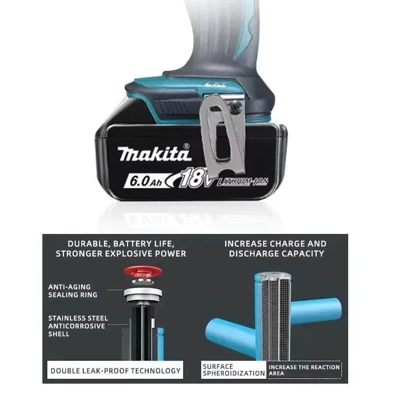 Makita 18V Akku 6Ah mit Akkuanzeige in Schwarz für Elektrowerkzeuge (kompatibel mit BL1830, BL1840, BL1850) - Bild 3