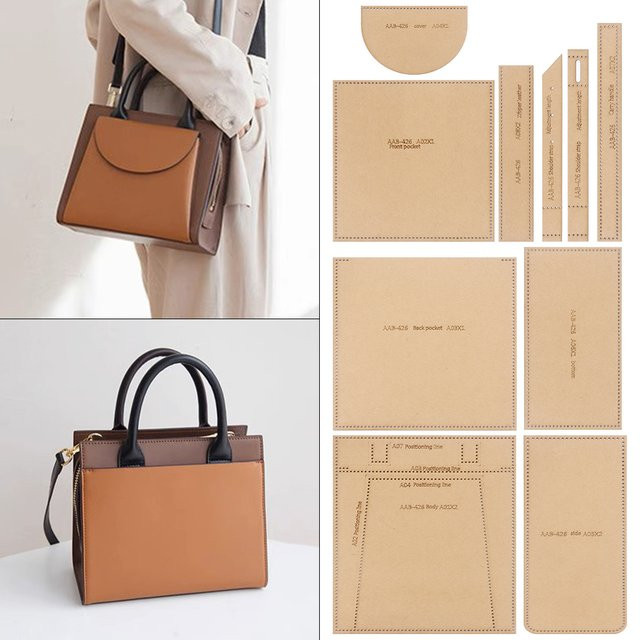 QJH DIY Quiltmuster-Zeichenvorlage aus Kraftpapier in Braun für Leder-Schultertaschen und Handtaschen, 1 Set - Bild 1