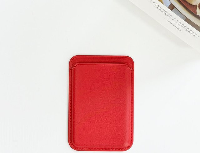 Apple iPhone 17 MagSafe Leder Kartenhalter Magnetische Kartenbrieftasche aus PU Leder in Rot - Bild 1