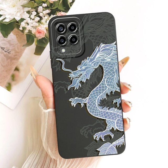 Stoßfeste Silikonhülle mit niedlichem Katzen-Cartoon Design für Samsung Galaxy M33 und Galaxy M53 5G in Schwarz - Bild 1
