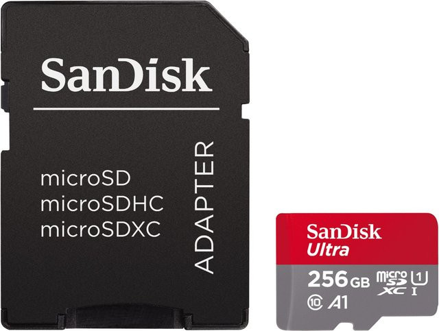 SanDisk microSDXC Ultra A1 Speicherkarte mit Adapter, 256 GB, Schwarz - Bild 1