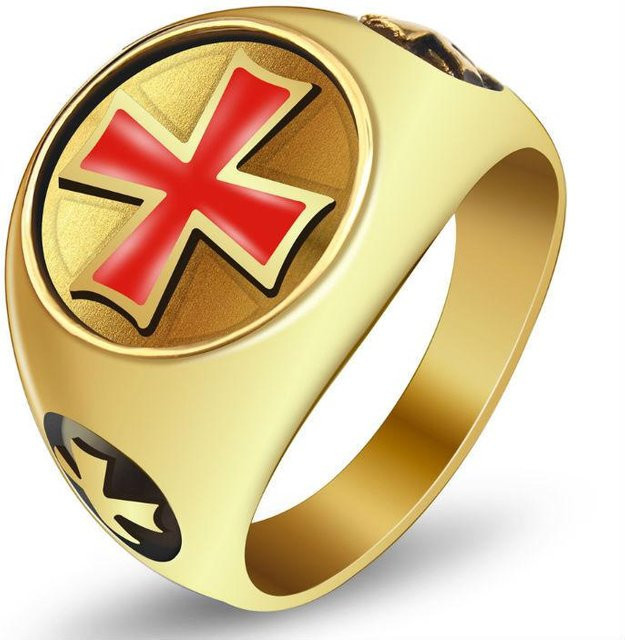 YIRAN Kreuzring Gold, Zirkonia, Unisex - Bild 1