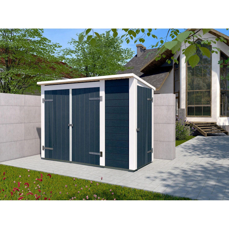 WEKA Gartenschrank Multibox aus Holz mit Regalsystem und Doppeltür, Anthrazit-Grau-Weiß, B/H/T: 215 x 152 x 95 cm - Bild 2