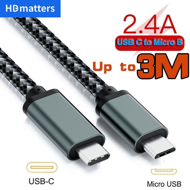 USB-C auf Micro-USB OTG Daten- und Ladekabel in Schwarz - Bild 1