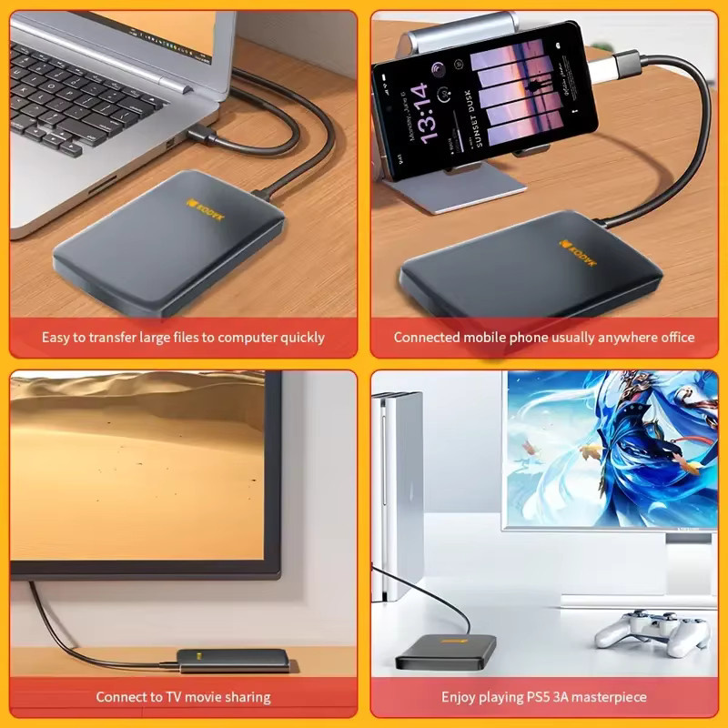 Kodak P150 Externe Festplatte 1 TB, 2,5 Zoll HDD mit USB 3.0 und USB-C, Schwarz - Bild 4