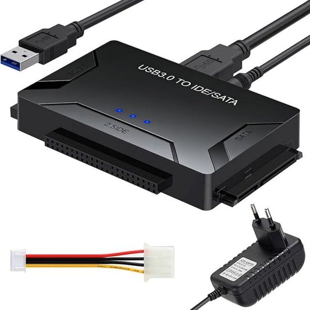 Congdi IDE SATA USB 3.0 Externer Festplattenadapter für 2,5 und 3,5 Zoll HDD SSD in Schwarz - Bild 1