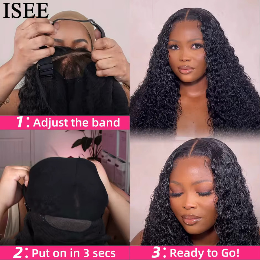 ISEE HAIR Perücke, Echthaar, lockig, HD-Spitze, vorgebleichte Knoten - Bild 5