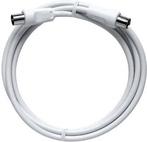 Axing Antennen Anschlusskabel mit 1x Antennenstecker und 1x Antennenbuchse, 1,50 m, 85 dB, Weiß - Bild 1