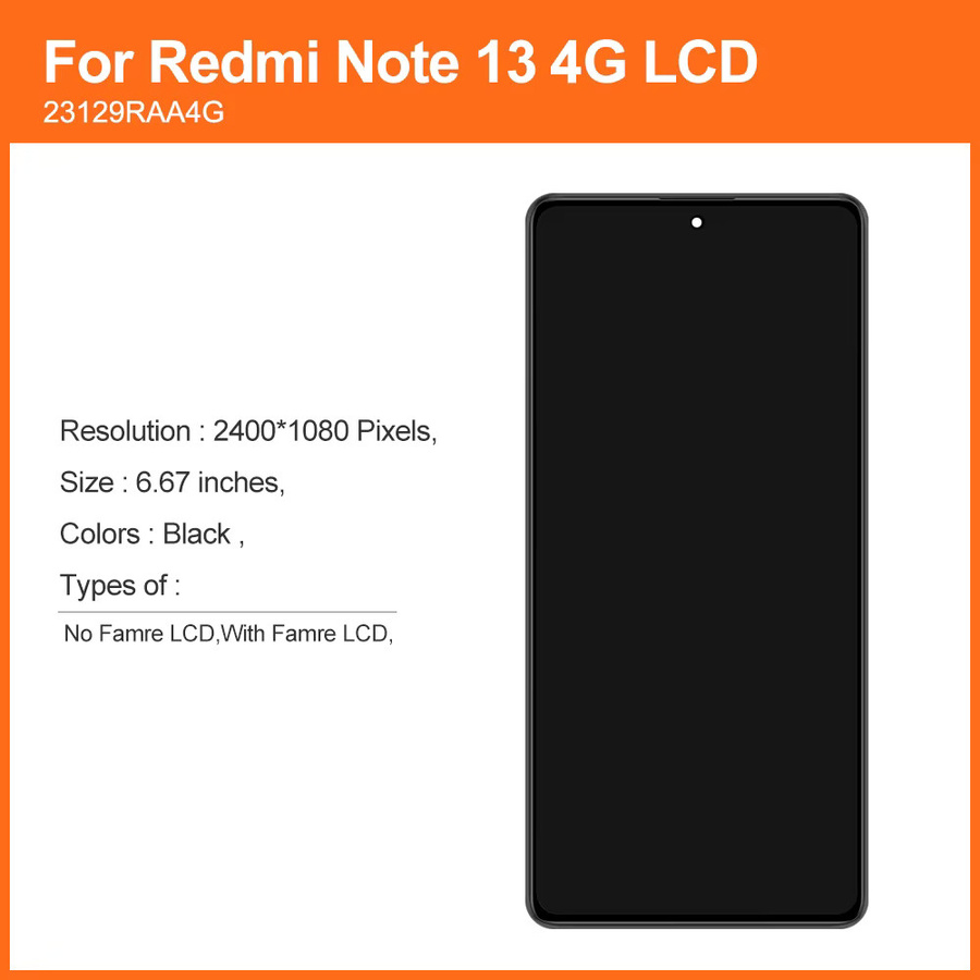 Xiaomi Redmi Note 13 4G AMOLED LCD Display mit Touchscreen Digitizer Ersatz in Schwarz - Bild 2