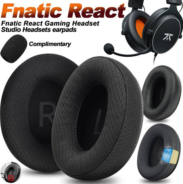 Fnatic React Ersatz-Ohrpolster aus Memory-Schaumstoff und Proteinleder in Schwarz - Bild 1