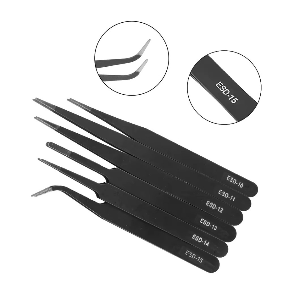 NICEYARD Antistatisches Präzisions-Pinzetten-Set mit 6 Teilen für Uhren, Schmuck, Handy und Elektronik - Bild 3