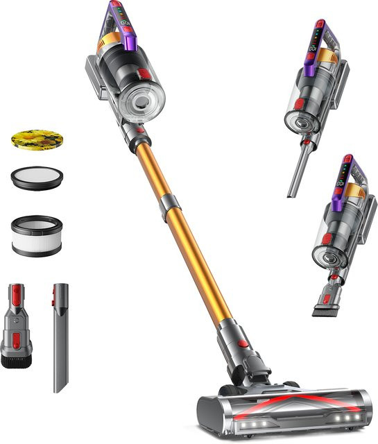 Kissof S17 Akku-Staubsauger Modell V in Multicolour mit 550 W Leistung, 55 kPa Saugkraft, 60 Minuten Laufzeit, beutellos und verwicklungsfreier Rollenaufsatz - Bild 1