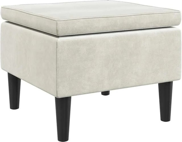 vidaXL Hocker aus cremefarbenem Samt mit Holzbeinen, Beige, B/T/H: 42 x 42 x 52 cm - Bild 1