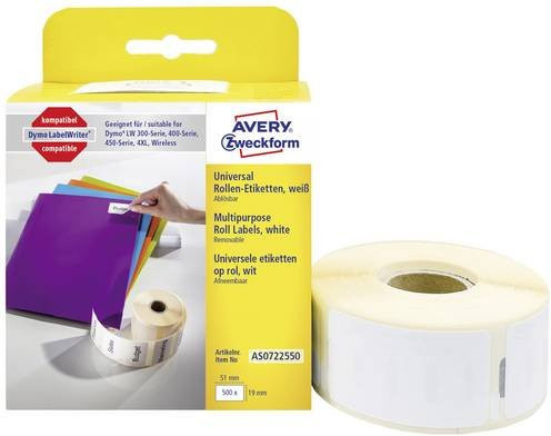 Avery Zweckform Universal-Etiketten Weiß, Vielzwecketiketten aus Papier, B: 19 mm x H: 51 mm - Bild 1