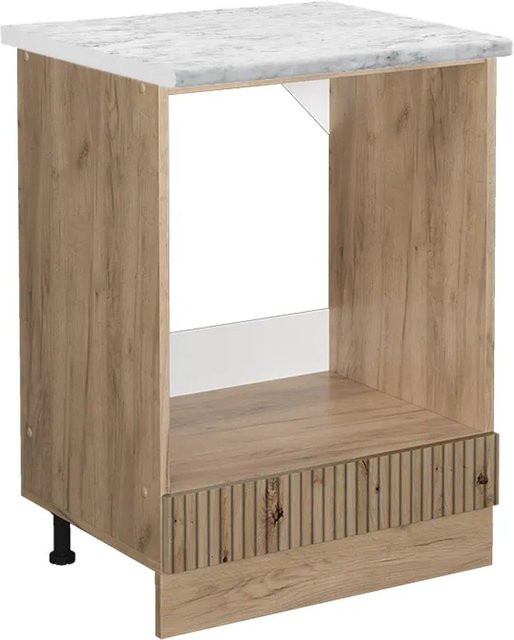 Vicco Herdbauschrank R-Line in Artisan-Eiche und Goldkraft Eiche mit Marmor-Optik, Breite: 60 cm, Höhe: 81,6 cm, Tiefe: 60 cm - Bild 1