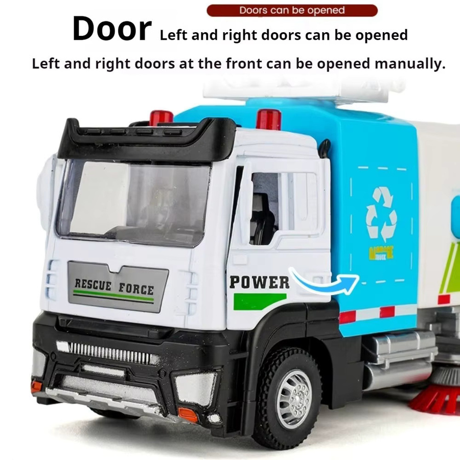 MAKEDA Vakuum-Kehrmaschinenfahrzeug, Urbaner Anti-Dunst-LKW, Modellauto, 1:32, Metall, Gummi - Bild 4