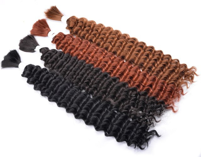 Deep Wave Bulk Braiding Hair, synthetisch, 20 Zoll, vogefärbt - Bild 1