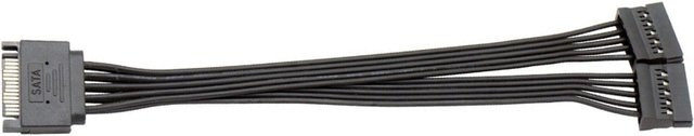 SATA Power Y-Splitter Kabel: 15 Pin Stecker auf 2 Buchsen für SSD und HDD Festplatten, Schwarz - Bild 1