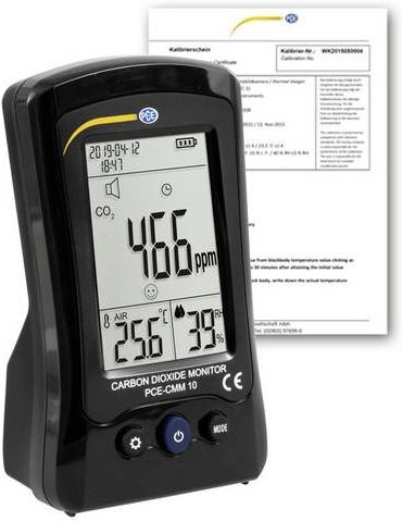 PCE Instruments PCE-CMM 10-ICA CO2 Messgerät in Schwarz mit Temperaturmessfunktion und ISO-Kalibrierung (400 - 5000 ppm) - Bild 1