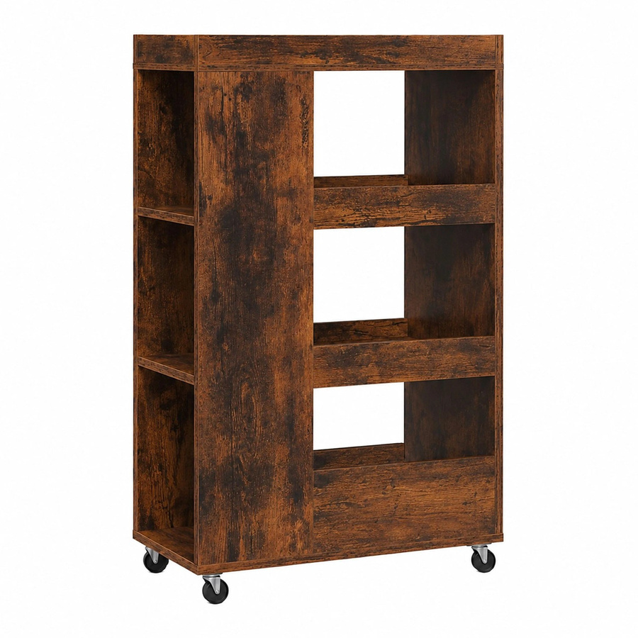 Relaxdays Nischenwagen Vintagebraun mit 4 Ebenen aus Holzwerkstoff und Kunststoff, H: 85 cm, B: 18 cm, T: 60 cm - Bild 2