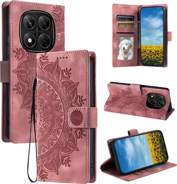 Xiaomi Flip-Leder-Brieftaschen-Handyhülle mit Kartenfächern und Halterung in Pink für Redmi Note 15 14 13 12 Pro Plus 15C 14C 13C A5 12S 5G - Bild 1