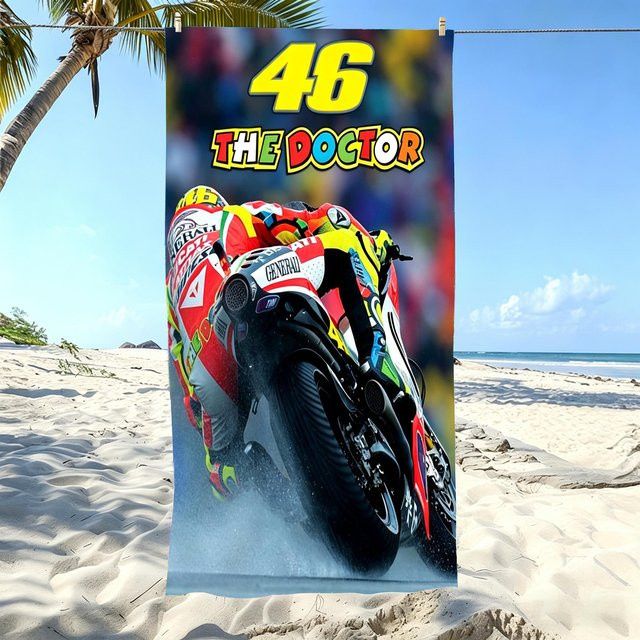 VR46 Valentino Rossi MotoGP Strandtuch aus Mikrofaser, schnelltrocknend, B/B: 120 x 180 cm - Bild 1