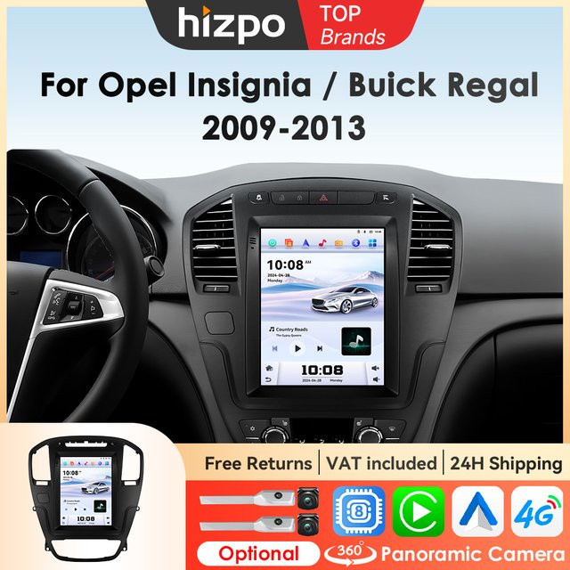 Hizpo Autoradio mit 9,7 Zoll Vertikalbildschirm für Opel Insignia und Buick Regal 2009 - 2013, Multimedia Stereo mit Carplay, GPS und WIFI in Schwarz - Bild 1