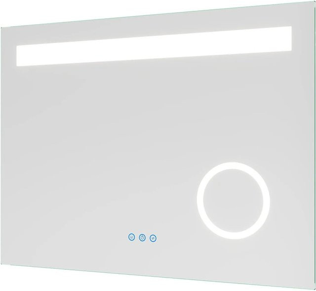 Aquabatos LED Badspiegel mit Beleuchtung, dimmbar, Silber matt, B: 80 cm, H: 60 cm - Bild 1