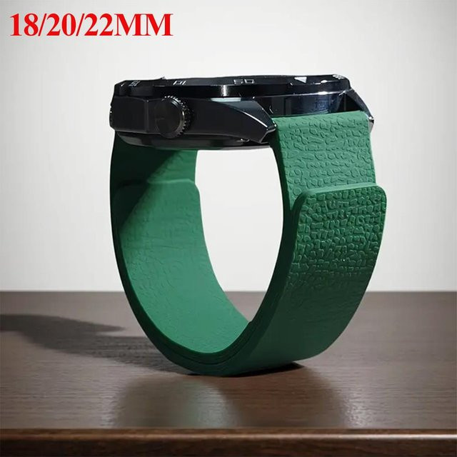 EIMO Uhrenarmband Silikon, Litschi-Muster, green, Unisex - Bild 1