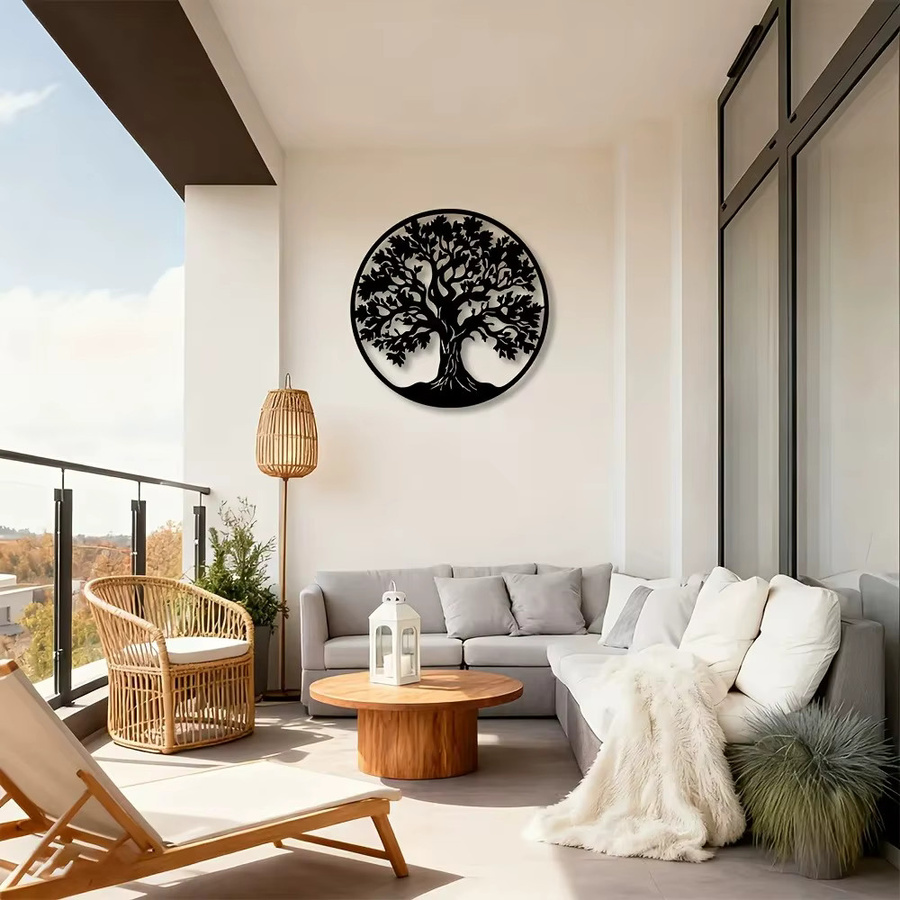 CIFBUY Metallbaum des Lebens Wandkunst, 2D Metallskulptur in Schwarz zur Wandmontage für Wohnzimmer, Schlafzimmer, Büro und Garten - Bild 6