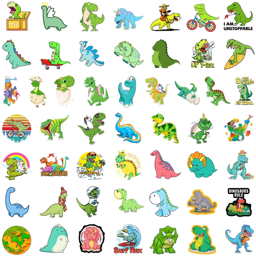 50 Stück wasserfeste Dinosaurier-Graffiti-Aufkleber in Multicolor für Cars und Tech von RecordingYourLife Store - Bild 2