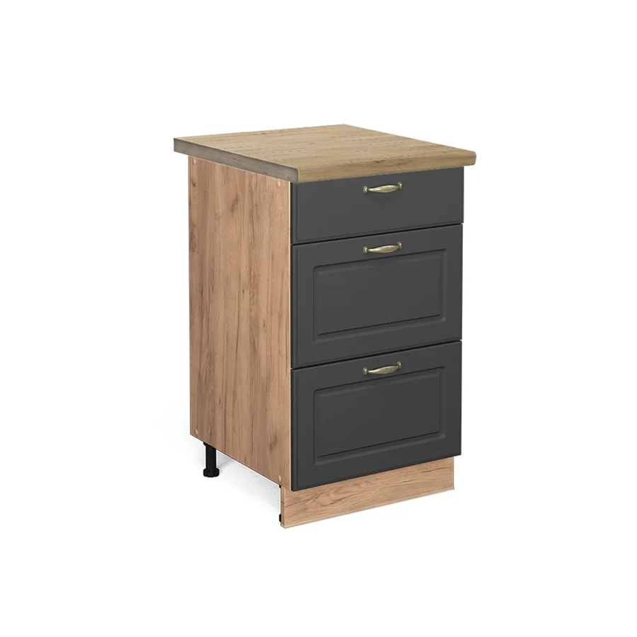 Vicco Küchenunterschrank Fame-Line in Anthrazit-Gold und Eiche, B/T/H: 50 x 60 x 82 cm - Bild 2