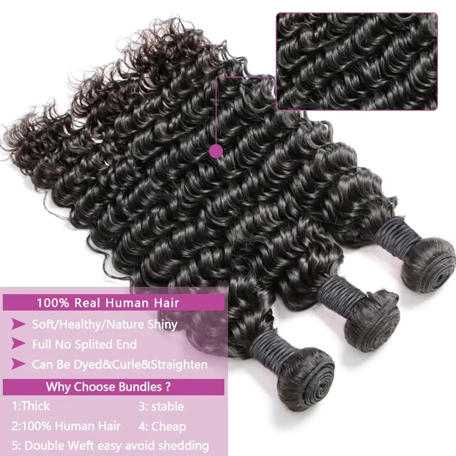 Queenlike Deep Wave Echthaar-Bündel, 100 % Echthaar, Damen - Bild 3