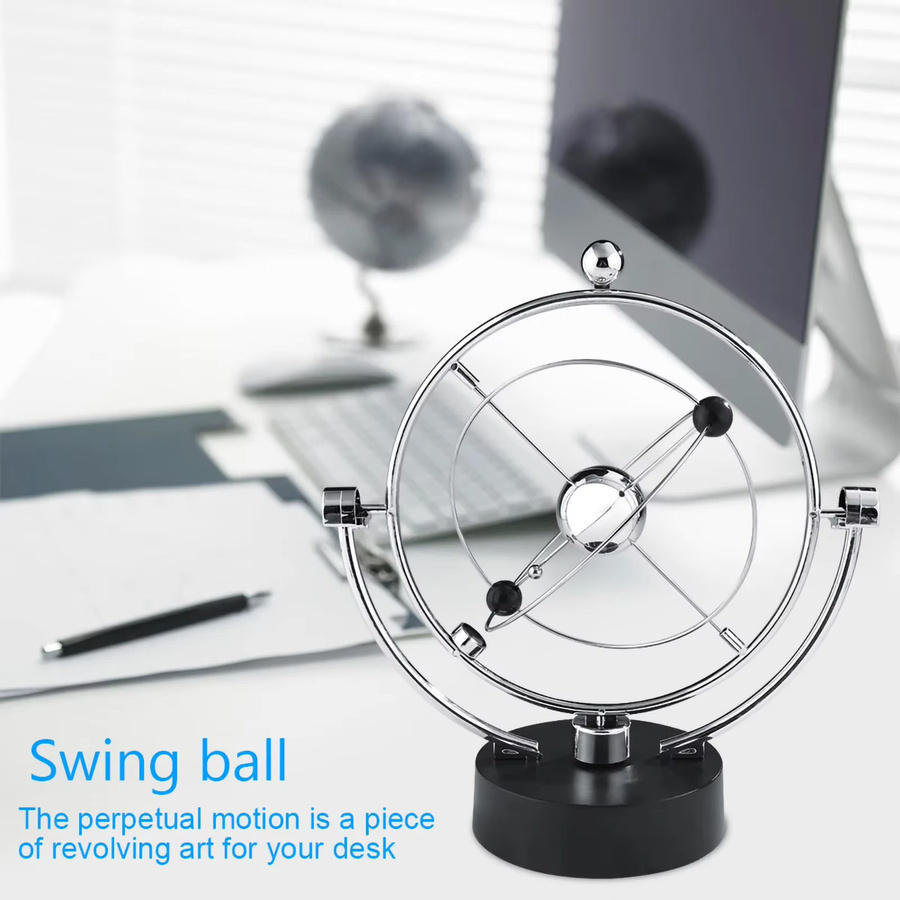 Meade Celestial Eternal Motion Newton Pendel Schreibtischdekoration aus Metall in Silber - Bild 2