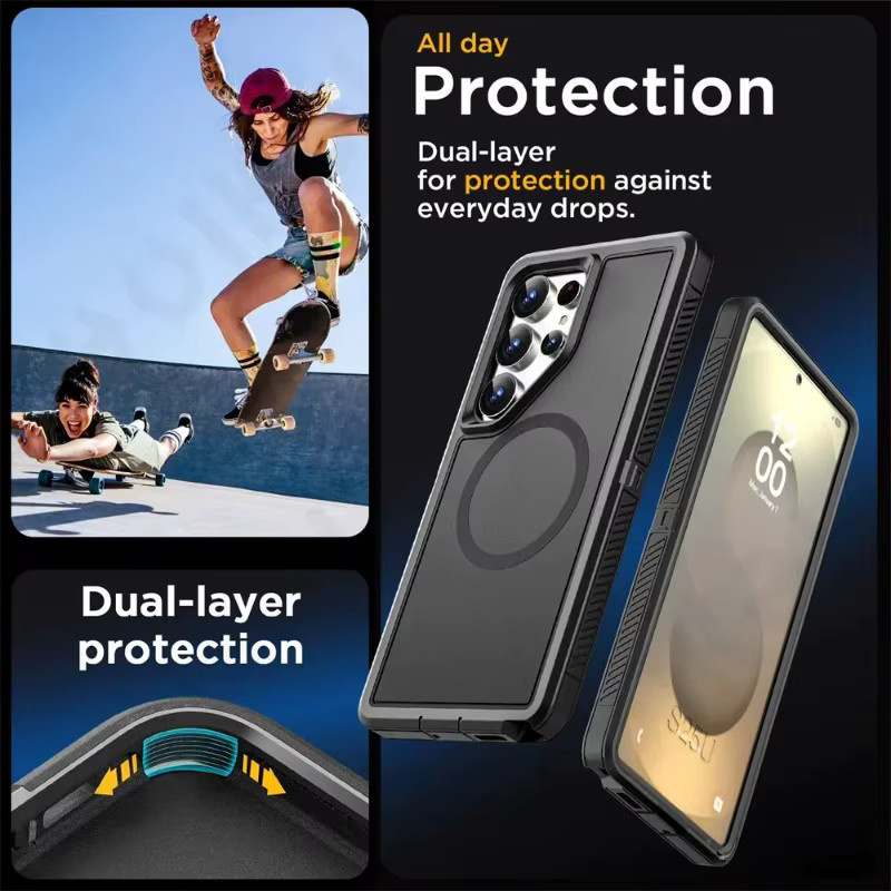 Heavy Duty Rugged Armor Defender OTT Box Handyhülle für Samsung Galaxy S26 Ultra, S25 FE, S24, S23 und S22 Plus in Schwarz - Bild 4