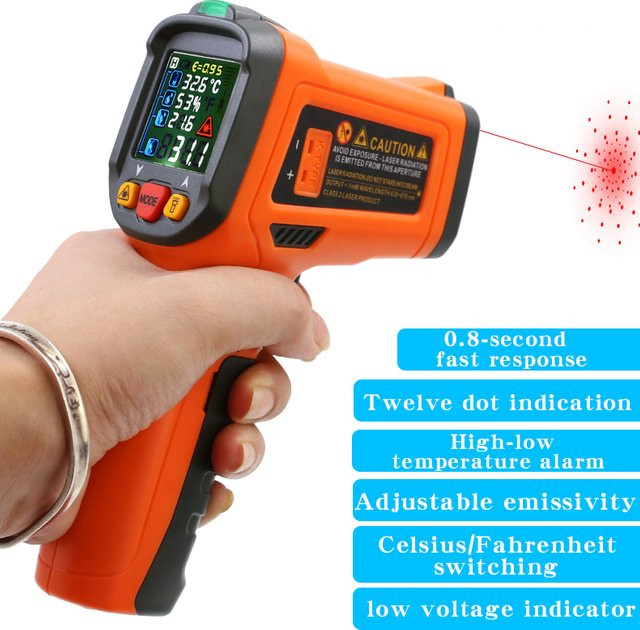 PEAKMETER PM6530D Infrarot-Thermometer Orange – Tragbare elektronische Temperaturpistole für industrielle Temperaturmessungen und Öltemperaturprüfungen - Bild 1