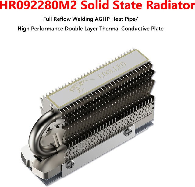 Coolleo HR-09 M.2 NVMe SSD Kühlkörper mit Heatpipe und Reflow-Schweißen, Farbe: Silber - Bild 1