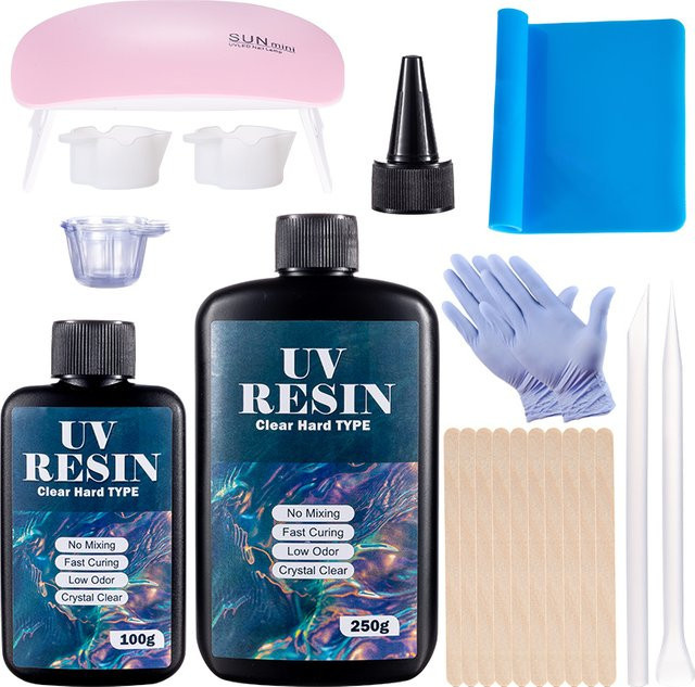 SMI Fine UV-Harz-Kleber-Set mit Mischwerkzeugen für Kunsthandwerk und Schmuckherstellung, Multicolor - Bild 1