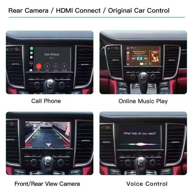AUTOABC Drahtloses CarPlay und Android Auto Interface für Porsche PCM 3.1 Panamera Macan Cayenne Taycan Boxster 911 991 718 in Schwarz mit Rückfahrkamera-Unterstützung und AirPlay - Bild 3