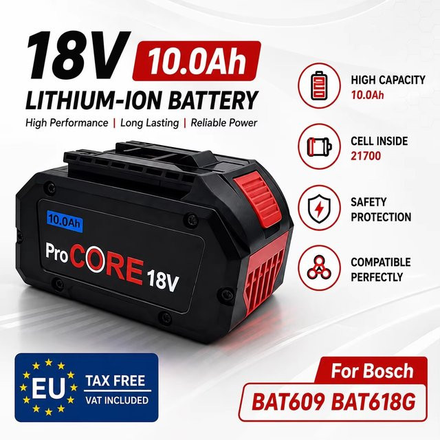 Bosch Professional 18V 10,0Ah Lithium-Ionen-Akku Schwarz für BAT609 und BAT618 ProCORE Ersatz - Bild 1