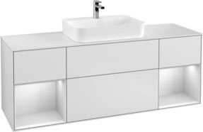 V&B Waschtischunterschrank Finion mit Wandbeleuchtung, Farbe: Weiß lackiert, Breite: 160 cm, Höhe: 50,1 cm - Bild 1