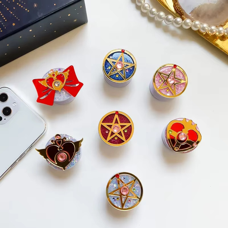 Anime Sailor Moon Scepter Finger Ring Holder Grip Tok mit erweitertem Ständer für iPhone Samsung Xiaomi, Multicolour - Bild 3