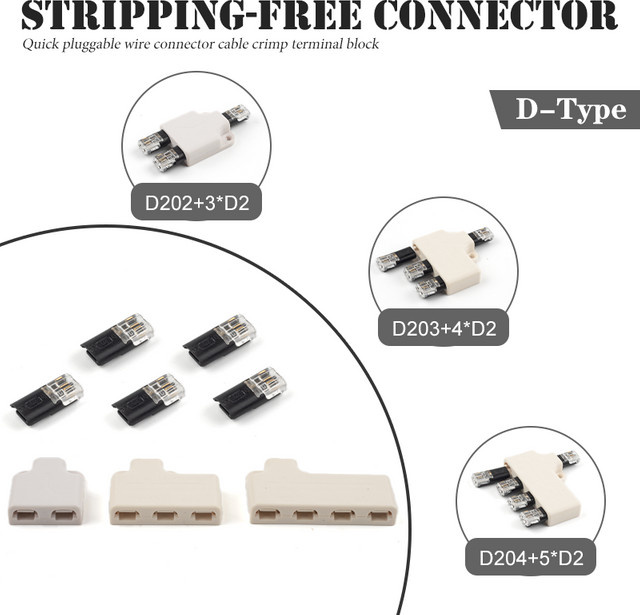 DIY GO Spleißverbinder-Set mit abisolierfreien Steckern D202/203/204 Drahtspalter in Weiß für 22–18 AWG - Bild 1