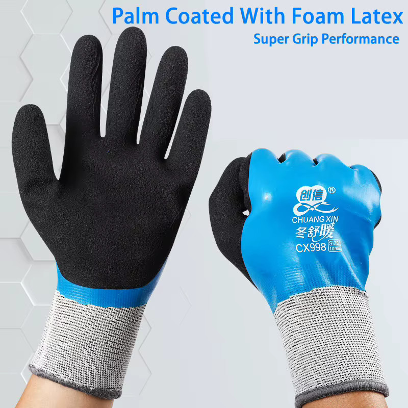 10 Paar ELESESAFE Winter Thermische Arbeitshandschuhe Wasserdicht mit Anti-Slip Grip in Blau, Größe L - Bild 3