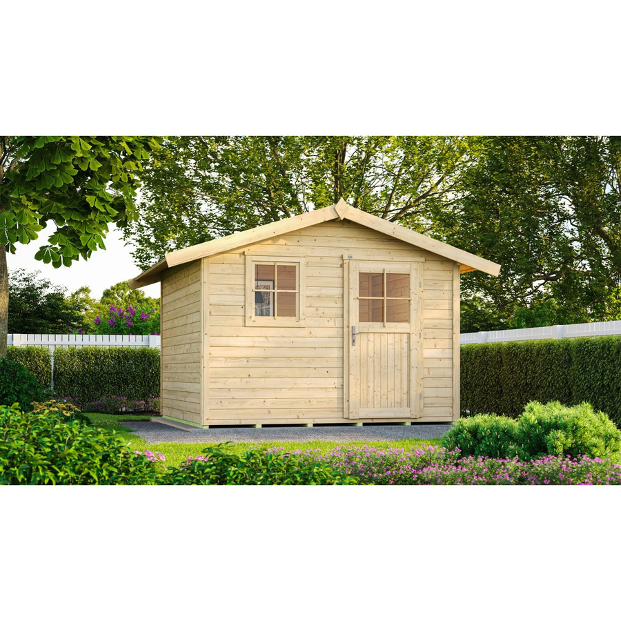 WEKA Gartenhaus 123 Gr.4 aus Fichtenholz mit Satteldach in Beige, B/H/T: 380 x 247 x 274 cm - Bild 2