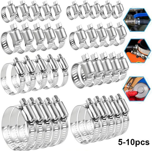 10 Stück Schlauchschellen von xiaolang aus Edelstahl in Silber, verstellbar für mechanische Anwendungen - Bild 1